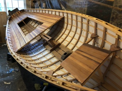  4/1/18 - The boat is ready for varnish. 