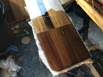 3/18/18 - The ironwood pieces of the daggerboard are reinforced with fiberglass. 