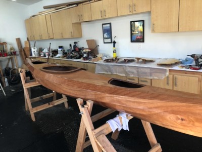  3/3/19 - Several coats of varnish are applied to the deck. 