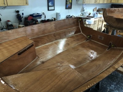  10/22/19 - The interior is given several fill coats of epoxy. 
