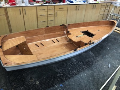  12/1/19 - The rubber gunwale bumper is glued in place. 