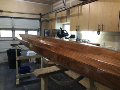  8/8/20 - Two fill coats of epoxy are applied to the hull. 