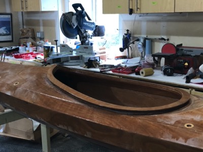  4/24/20 - The fiberglass is trimmed and an epoxy fill coat is added. 