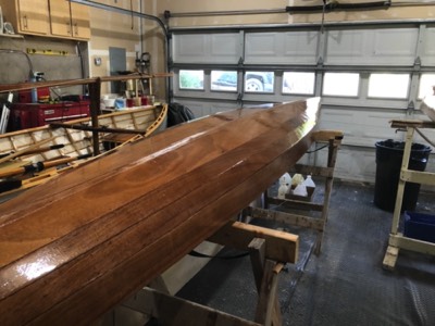  8/8/20 - Two fill coats of epoxy are applied to the hull. 