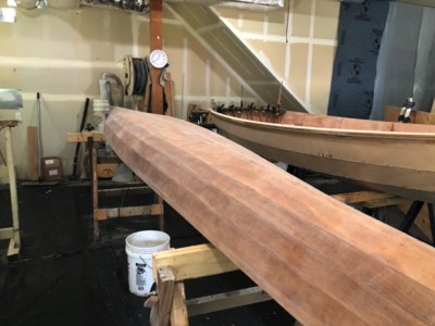  4/30/20 - The hull is washed and ready for varnish. 