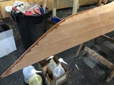  4/4/20 - A thick bead of epoxy is applied to the bow. 