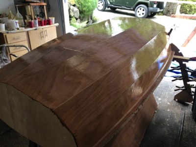  Several fill coats of epoxy are applied to the aft section. 