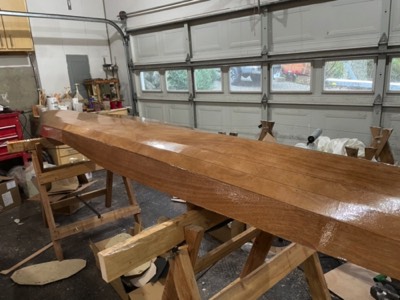  12/8/20 - The hull is given two fill coats of epoxy. 
