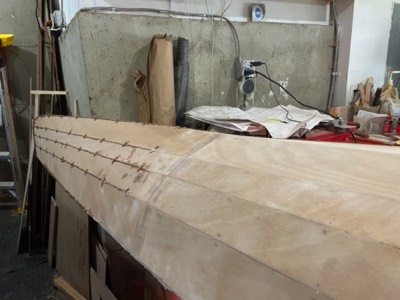  3/8/21 - The hull is partially sanded. 