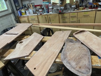  Spars, seats, and foils are sanded. 