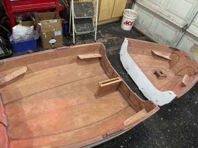  11/9/21 - Sanding is complete. The boat is ready for varnish. 