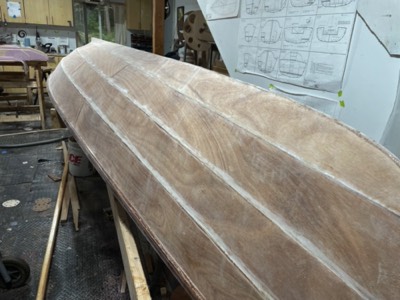  2/9/22 - The hull is sanded and ready for paint.  
