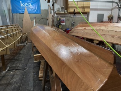  11/30/21 - A fill coat of epoxy is applied to the hull.  