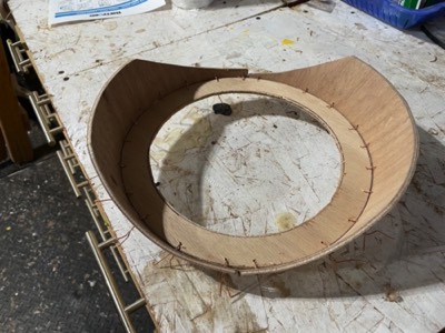  The forward hatch well is stitched together. 