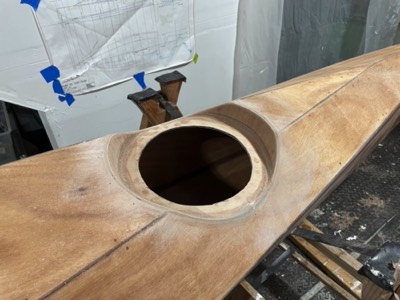  3/24/22 - The forward hatch recess is sanded. 