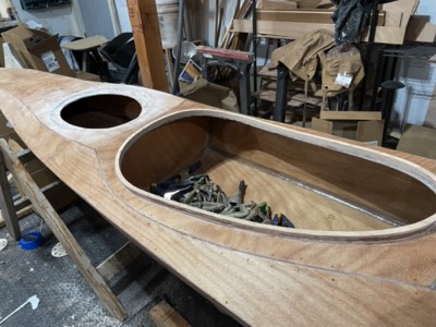  Coaming riser and aft hatch are sanded. 