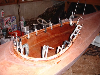  Installation of the cockpit coaming. 