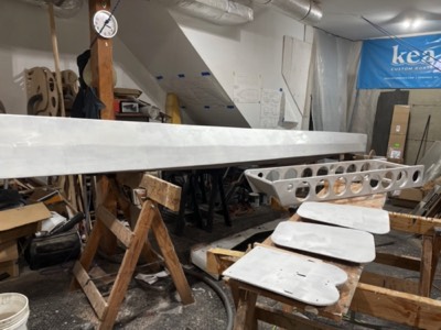  4/18/23 - Primer is applied to the hull and other parts. 