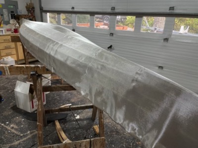  9/20/23 - The hull is sanded and ready for fiberglass. 
