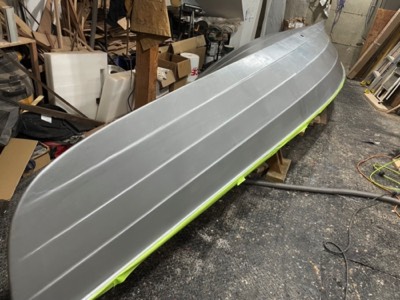  First coat of primer is applied to the hull.  