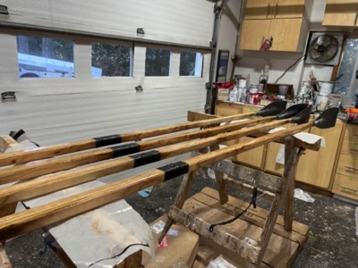  1/12/24 - Oars are reinforced with carbon and sealed with epoxy. 
