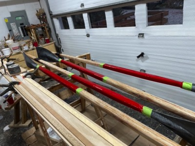  1/16/24 - The oars get a red section painted. 