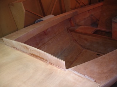  The fore and side decks are sanded. 