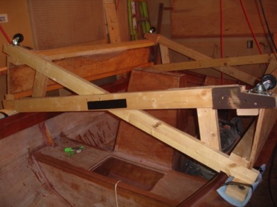  4/17/11 - A stand is built for when the boat is upside down.   