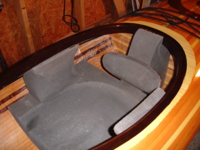  Close up of upgraded foam seat. 