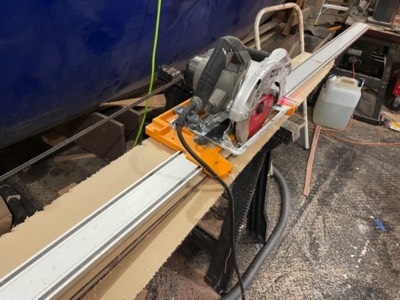  Track saw was used for straight lines. 
