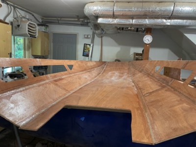  6/28/21 - The underside of the cabin top is sealed with epoxy. 