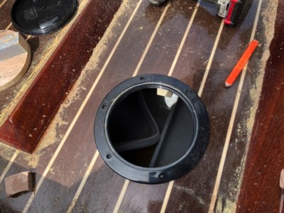  Access hatch is installed in deck. 