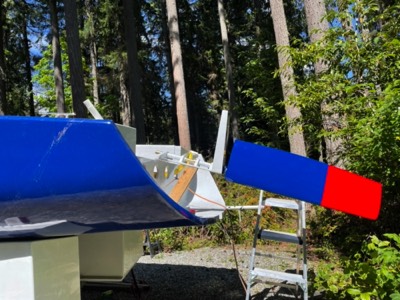  Rudder is test fit in the tilted position for launch and recovery.  