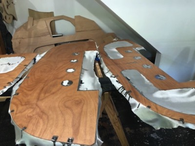  6/22/20 - The transom and doubler are fiberglassed on one side. 