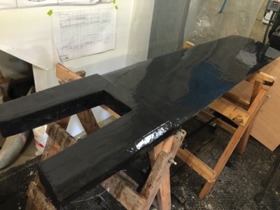  7/6/20 - The other side of the keel is coated with an epoxy/graphite mixture. 