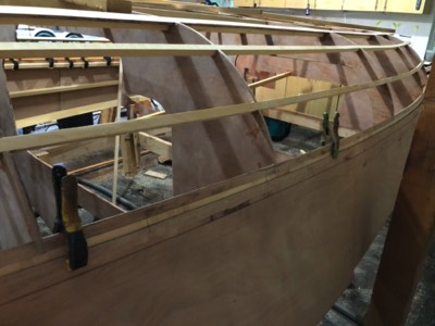  Port side hull panels are fitted. 