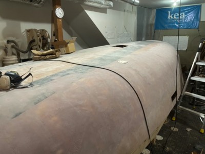  12/31/20 - Sanding of the bottom and port topsides is done. 