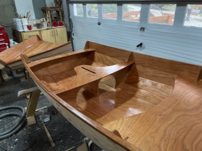  3/16/23 - Several seal coats of epoxy are applied to the interior. 
