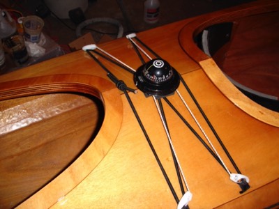  View of the removable compass and new deck rigging.   