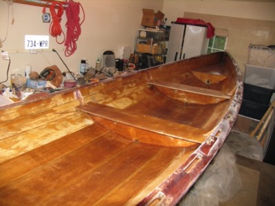  The varnish had flaked off of much of the interior.  Some of the wood was permanently water stained. 