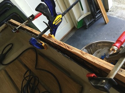  The transom had rotted out and was filled with thickened epoxy. 