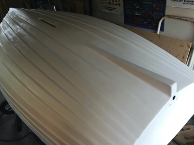  The hull gets a coat of primer. 