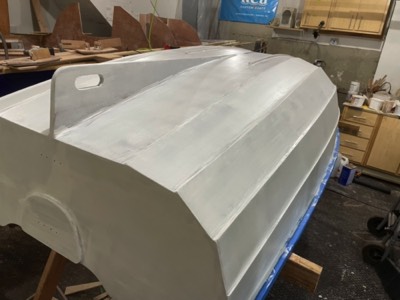  Hull gets two coats of primer. 