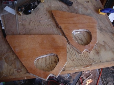  The bulkheads are ready to be stitched into the boat. 