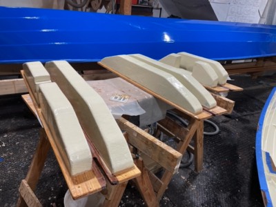  Floatation foam is epoxied to the underside of the seats. 