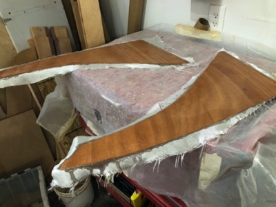  11/13/19 - Rudder trunk pieces are fiberglassed. 