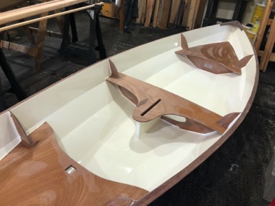  3/25/20 - The tape is removed and the boat is ready for varnish. 