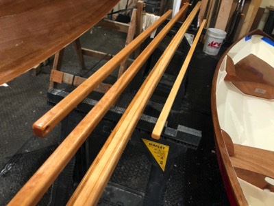  The spars get a coat of varnish. 