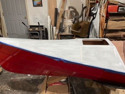  First coat of paint on the bow deck. 