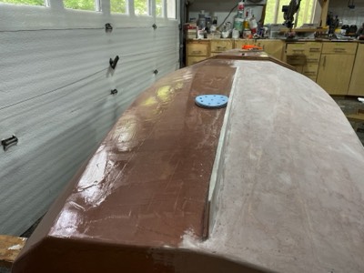  4/24/24 - The aft section is half sanded. 